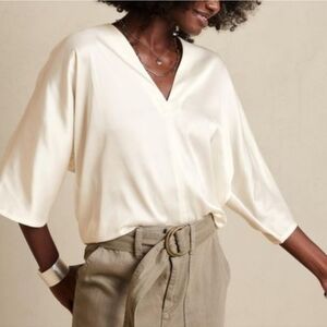 Banana Republic Satin Dolman Top Ivory CREAM Size SMALL Womens Career Work NWT